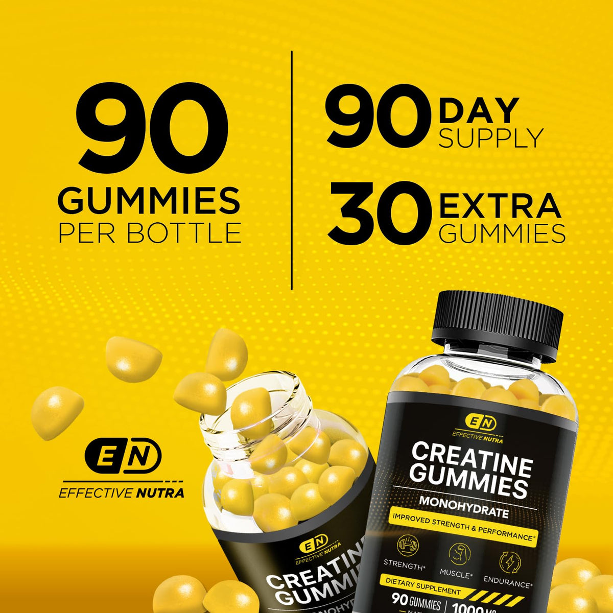 EFFECTIVE NUTRA Creatine Gummies for Men & Women - Creatine Monohydrate