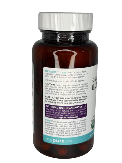 PURE CO Organic Elderberry 10:1 Extract 500mg Per 1 Capsule Serving - Vegan Black Elderberry Supplement for Immune Support, Allergy, Sinus Relief - Sambucus Nigra - 30 Caps