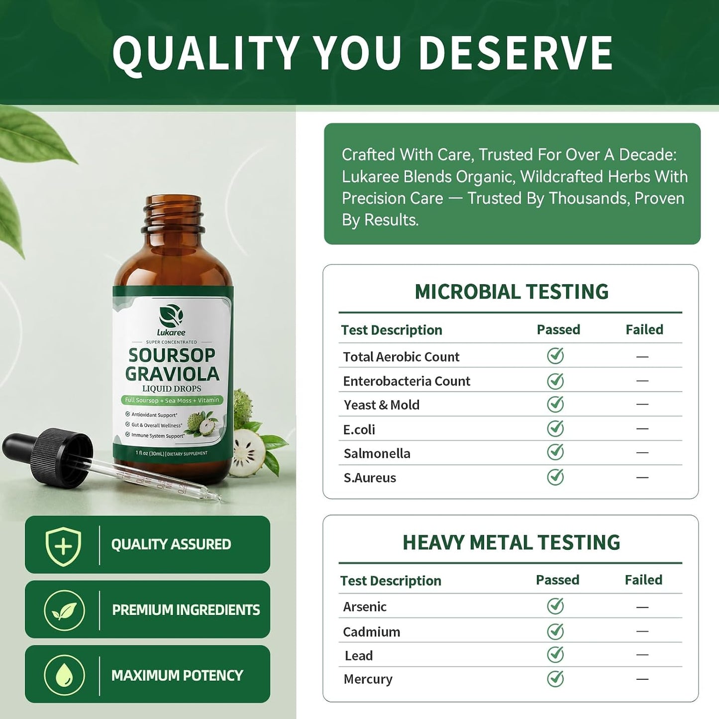 (2 Pack)Whole Soursop Graviola Leaf Extract Liquid Drop with Irish Sea Moss | Herbal Soursop Bitters Liquid for Cell Support & Regeneration, Immunity and Gut Health丨Vegan, Non-GMO, Natural Flavor,1 Fl Oz