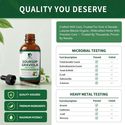 (2 Pack)Whole Soursop Graviola Leaf Extract Liquid Drop with Irish Sea Moss | Herbal Soursop Bitters Liquid for Cell Support & Regeneration, Immunity and Gut Health丨Vegan, Non-GMO, Natural Flavor,1 Fl Oz