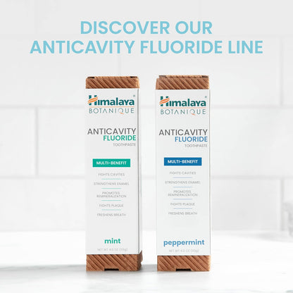 Himalaya Botanique Anticavity Fluoride Toothpaste, Fluoride with Multi-Benefit Support, Fights Cavities, Strengthens Enamel, Promotes Remineralization, Mint Flavor, 4 oz.