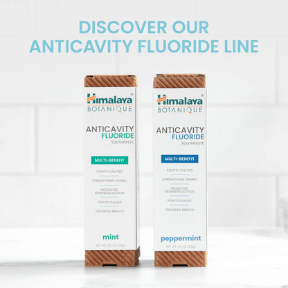 Himalaya Botanique Anticavity Fluoride Toothpaste, Fluoride with Multi-Benefit Support, Fights Cavities, Strengthens Enamel, Promotes Remineralization, Mint Flavor, 4 oz.