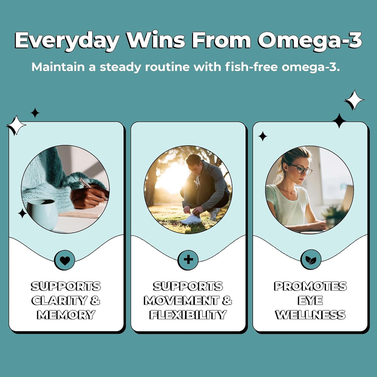 Future Kind Omega-3 Supplement for Clarity, Memory, and Mobility Comfort, 2 Months Supply of Citrus-Scented Softgels with EPA and DHA, Vegan Omega-3 Supplement from Algae, Carrageenan Free, 60 Count