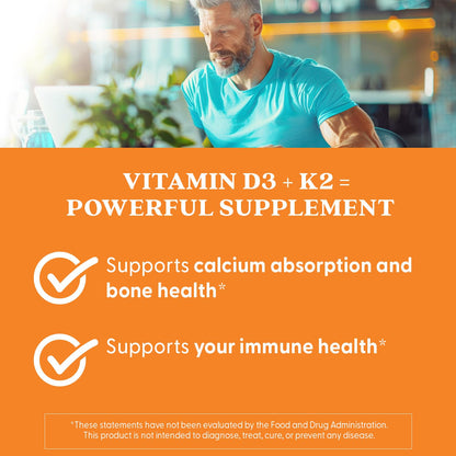 Doctor's Best Vitamin D3 and K2 Supplement for Men & Women - Vitamin D3 5000 IU + K2 as MK-7, Bone Health Support, Gluten Free, Non GMO, Vegetarian Capsules - 60 Veg Caps