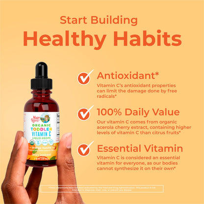 MARYRUTH'S Organic Toddler Vitamin C Drops for Immunity | Ages 1-3 Years | 15 mg Per Serving | Vitamin C for Immune Support & Overall Health | Vegan | Sugar Free | Gluten Free | Non-GMO | 30 Servings