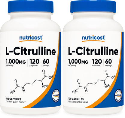 Nutricost L-Citrulline 1500mg, 180 Capsules - 750mg Per Capsule, Gluten Free, Non-GMO, Packaging May Vary