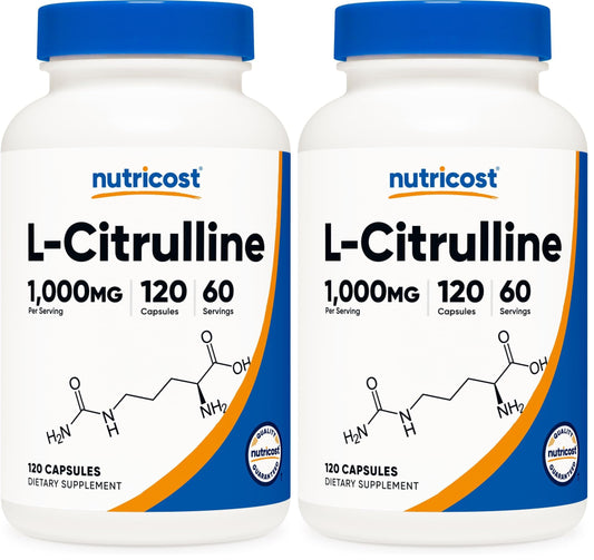 Nutricost L-Citrulline 1500mg, 180 Capsules - 750mg Per Capsule, Gluten Free, Non-GMO, Packaging May Vary