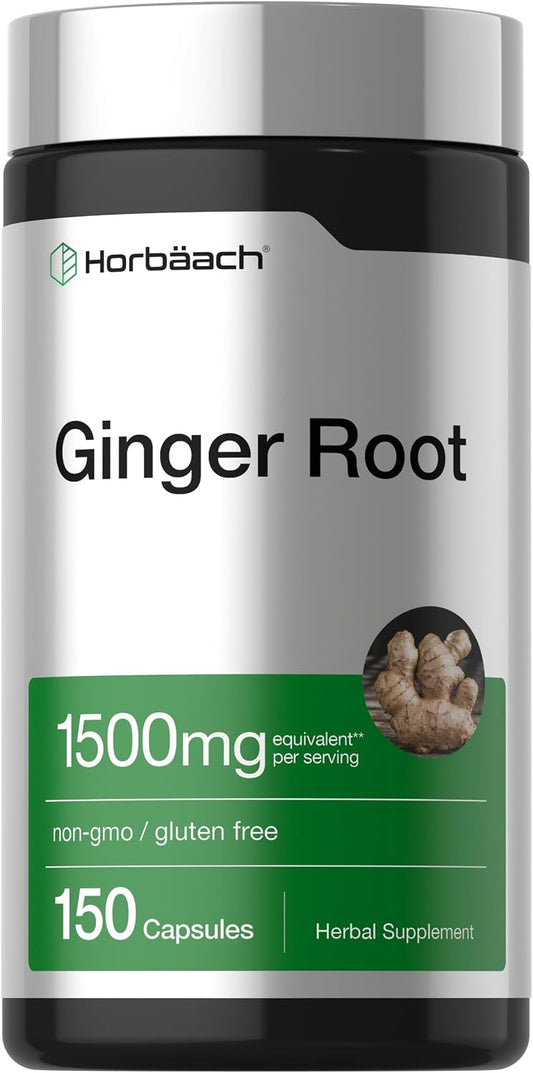Horbäach Ginger Root Extract Supplement | 150 Capsules | Traditional Herbal Formula | Non-GMO & Gluten Free