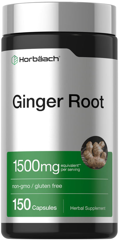 Horbäach Ginger Root Extract Supplement | 150 Capsules | Traditional Herbal Formula | Non-GMO & Gluten Free