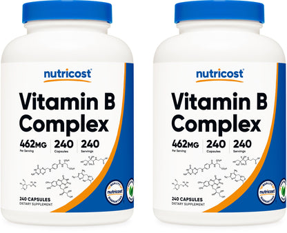Nutricost High Potency Vitamin B Complex 462mg, 120 Capsules - with Vitamin C - Energy Complex