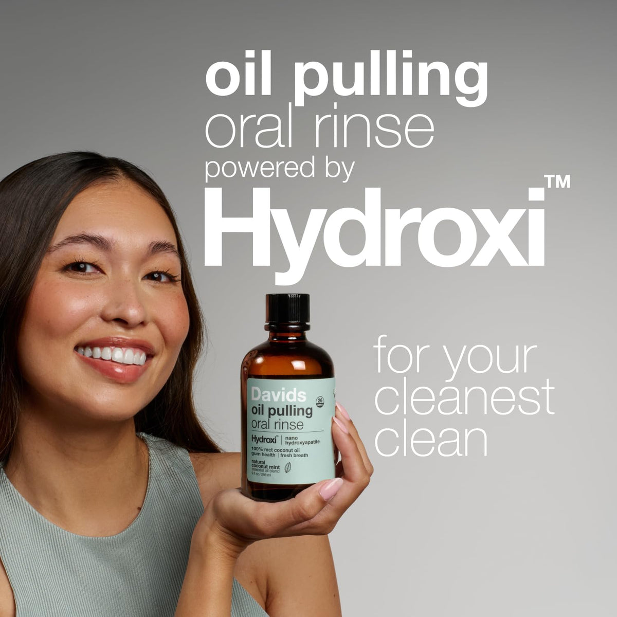 Davids Nano Hydroxyapatite Oil Pulling Mouthwash MCT Coconut Oil Mint 9 oz