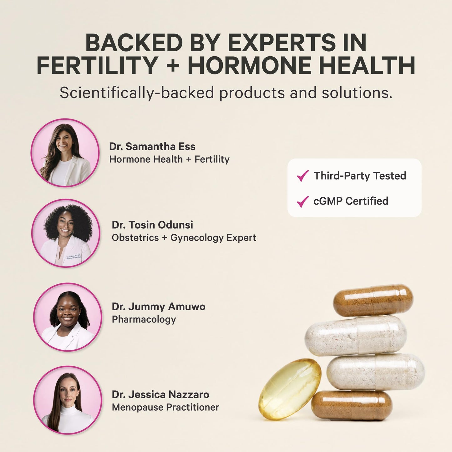 Pink Stork Fertility Supplements for Women, 60 Capsules | 2-in-1 Conception Support + Prenatal, Inositol, Folate + CoQ10, Cycle Regularity, Hormone Balance, Reproductive Wellness