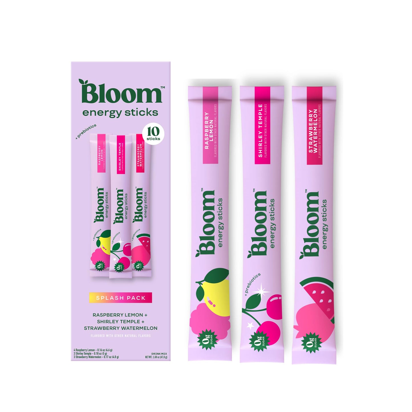 Bloom Nutrition Energy Drink Powder Packets, Strawberry Watermelon, 10 Ct | Sugar Free Drink Mix with L-Theanine, B Vitamins & Natural Caffeine, On the Go Powder Sticks for Natural Energy, 10 Calories