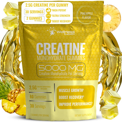 Creatine Gummies 5000mg, 30 Servings Creatine Monohydrate Gummies - Third-Party Tested Creatine for Women, Strawberry Flavor Creatine for Men, Muscle Growth, Strength, and Recovery - Pack of 1