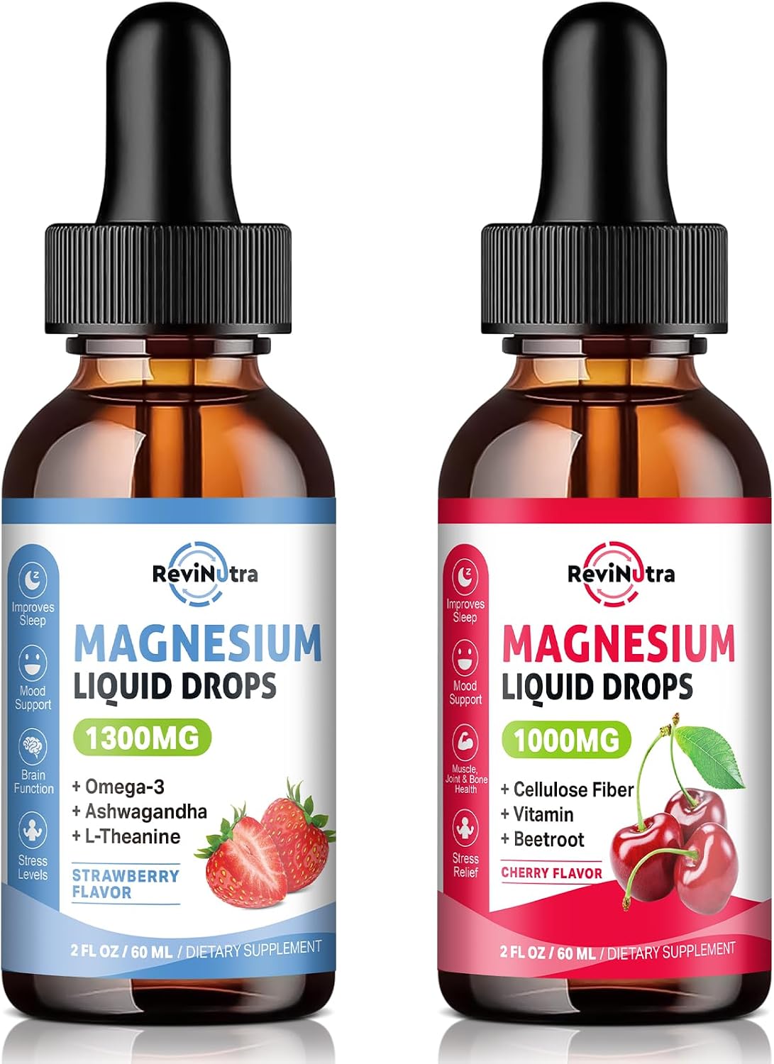 2 Pack Magnesium Glycinate Drops Strawberry & Cherry Flavor