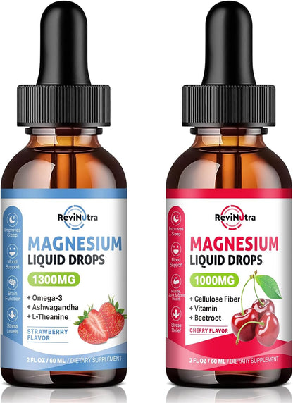 2 Pack Magnesium Glycinate Drops Strawberry & Cherry Flavor