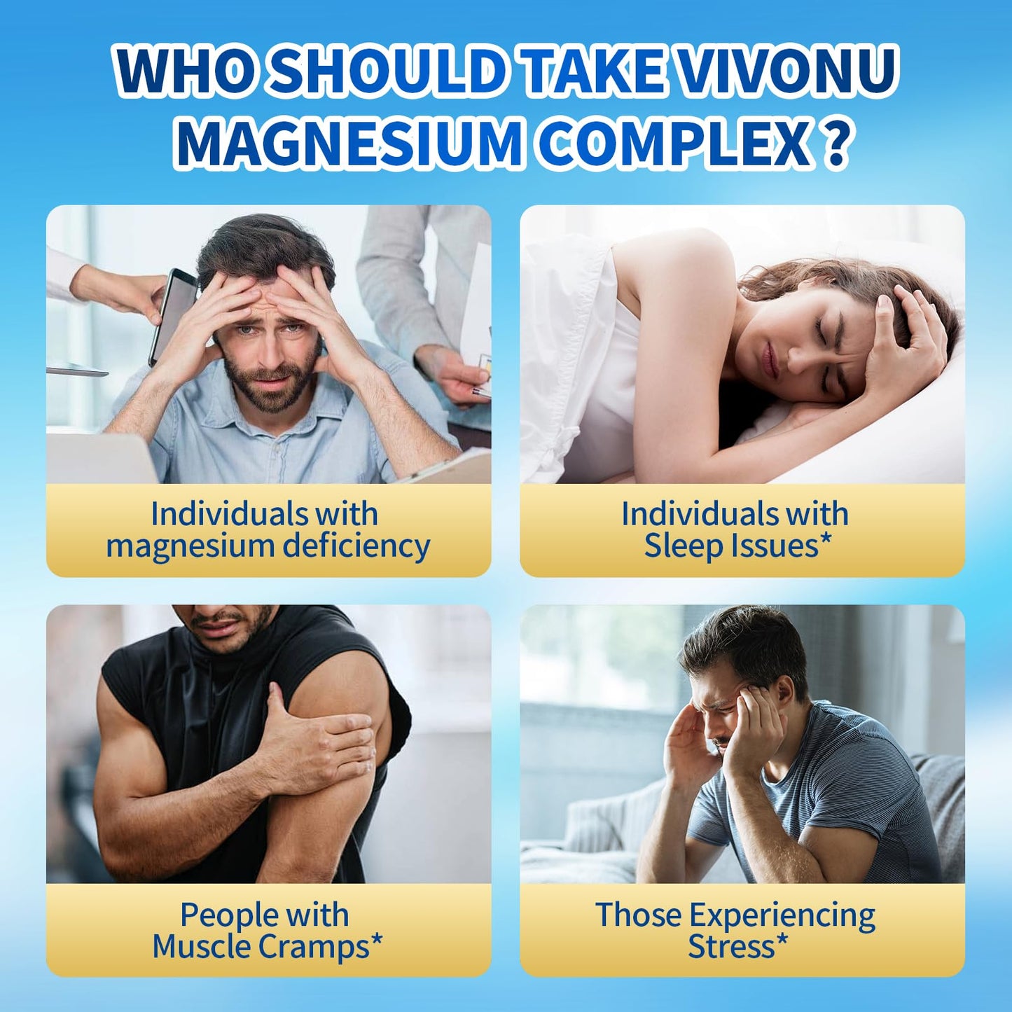 Triple Magnesium Complex for Women and Men, Magnesium Glycinate 400mg, Malate, Citrate, High Absorption Chelated Magnesium Supplement Support Sleep, Muscle, Non-GMO, Gluten Free - 240 Capsules