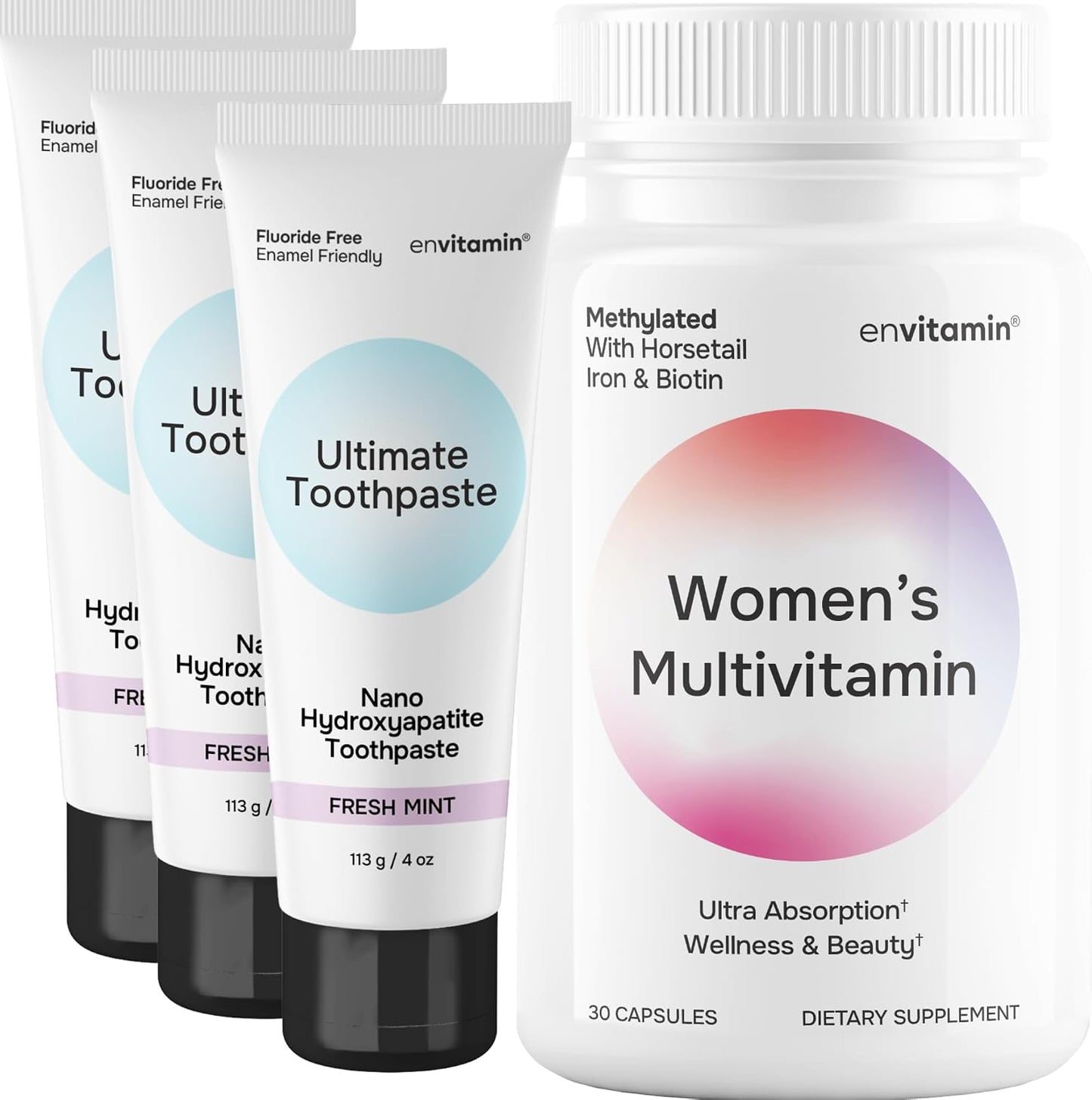 envitamin Nano Hydroxyapatite Toothpaste 3 Pack & Methylated Multivitamin
