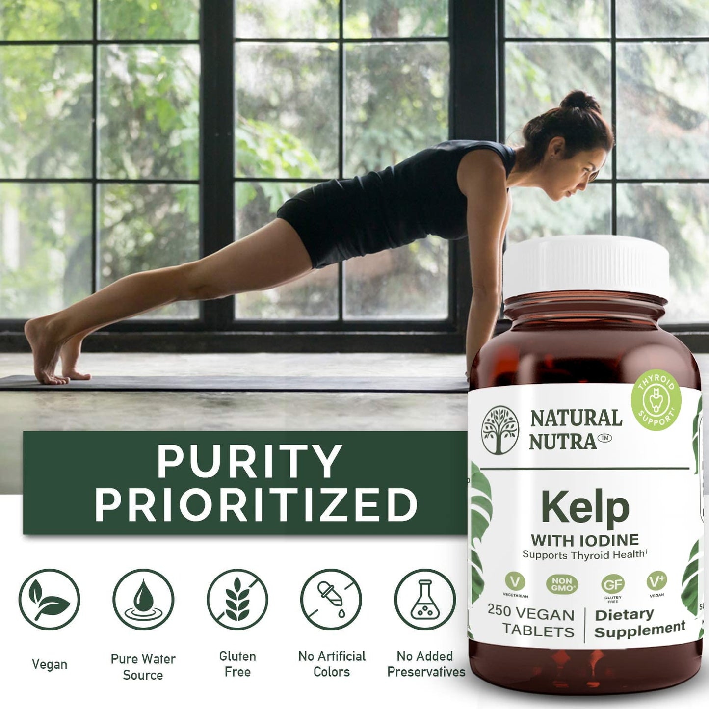 Natural Nutra Kelp Iodine with Potassium Iodide 225 mcg, 100 Tablets | Thyroid Support Supplement with Vegan Sea Kelp, Immune Strength & Metabolism Balance Formula for Daily Wellness Support