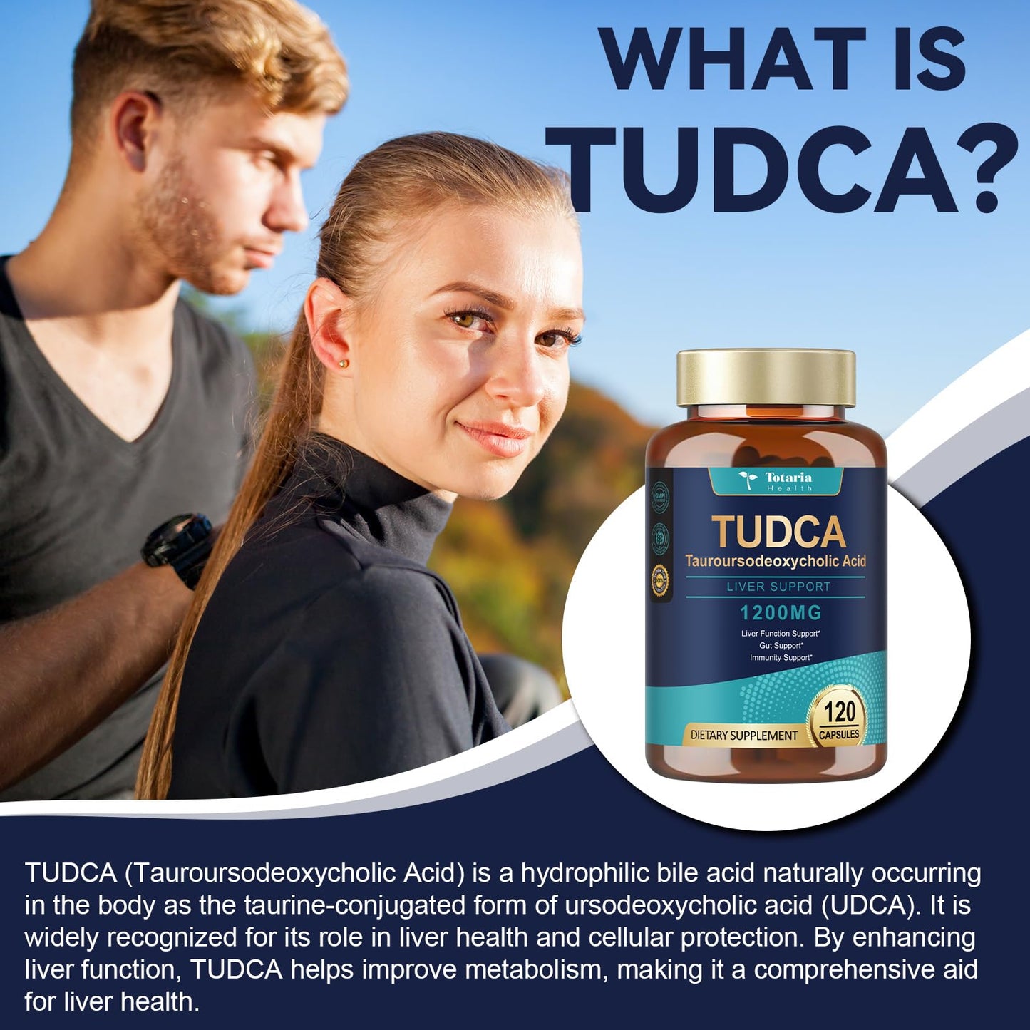 Totaria TUDCA Bile Salts 1200mg (Tauroursodeoxycholic Acid), 120 Capsules, Ultra Strength Pure TUDCA Liver Supplements, Liver and Gallbladder Cleanse & Repair, Vegan