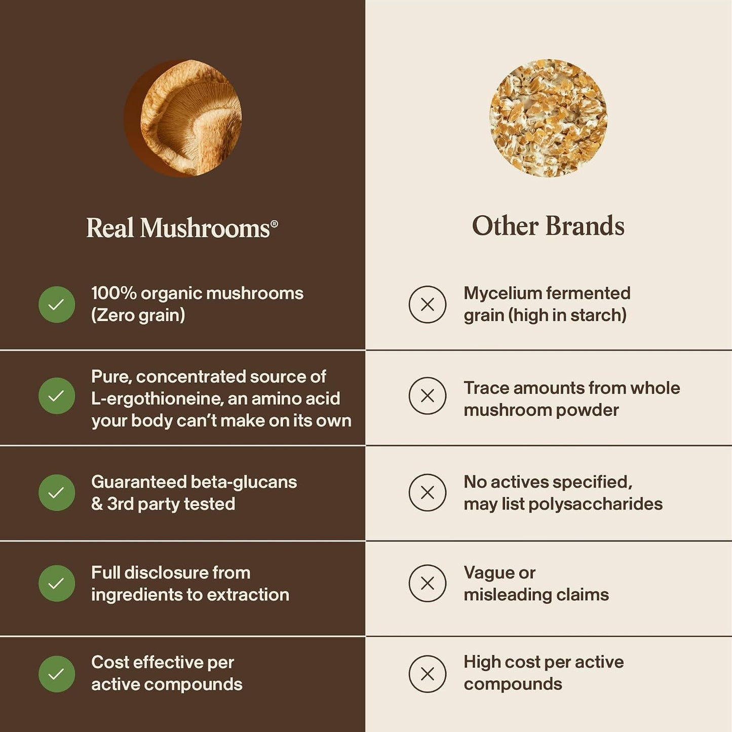 Real Mushrooms Ergothioneine Supplement – Golden Oyster Mushroom with Beta-Glucans – L-Ergothienine Extract Poweder – Organic, Vegan, Non-GMO, No Fillers – 60 Capsules Mushroom Supplement for Humans