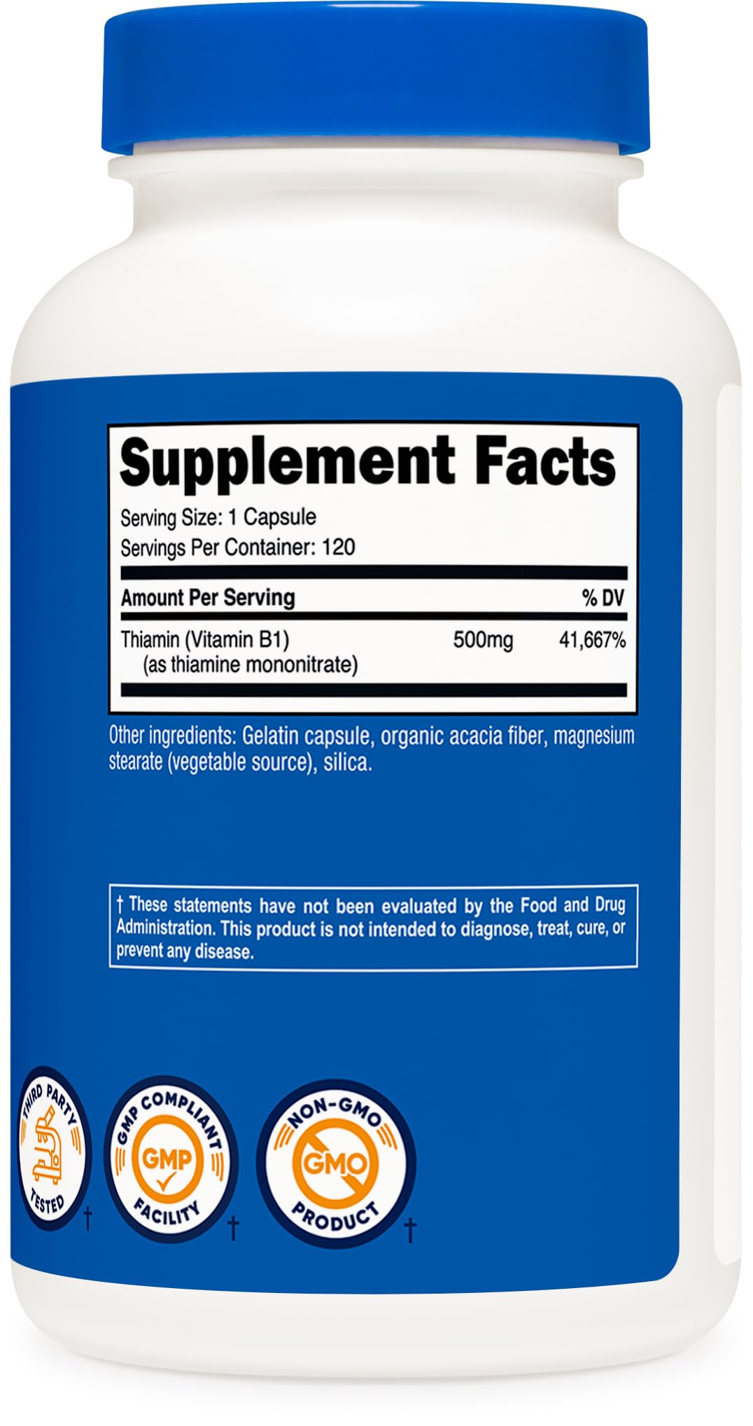 Nutricost Vitamin B1 (Thiamine) 500mg, 120 Capsules