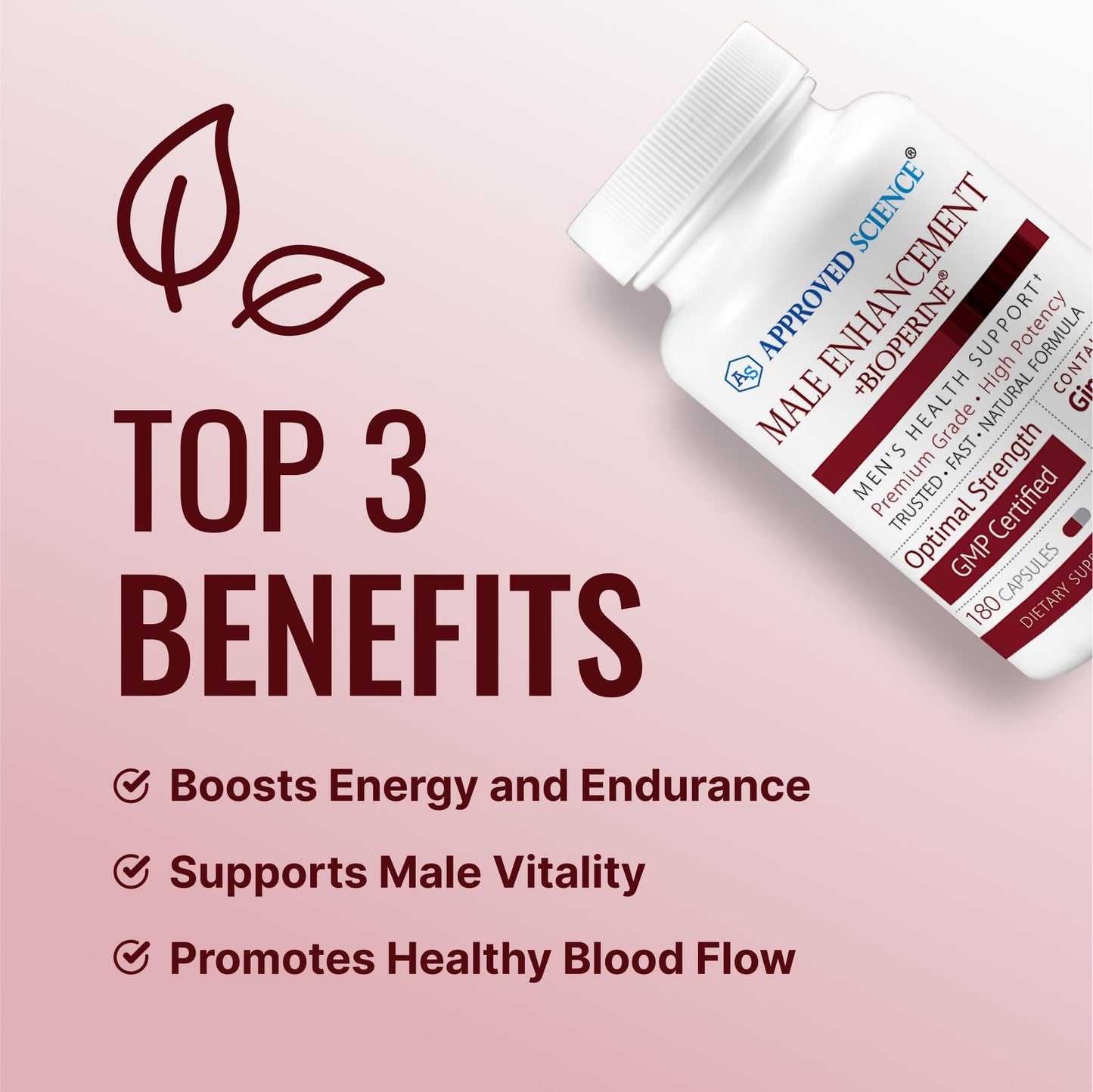 Approved Science® Male Enhancement - Boost Performance and Increase Drive - 180 Vegan Friendly Capsules (1 Bottle)