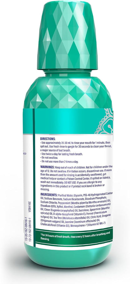 GuruNanda Fresh Breath Mouthwash – 12-Hour Fresh Breath & Helps Fight Bad Breath – ADA Accepted, Alcohol & Fluoride-Free Oral Rinse, Wild Mint - 16 oz, Pack of 2
