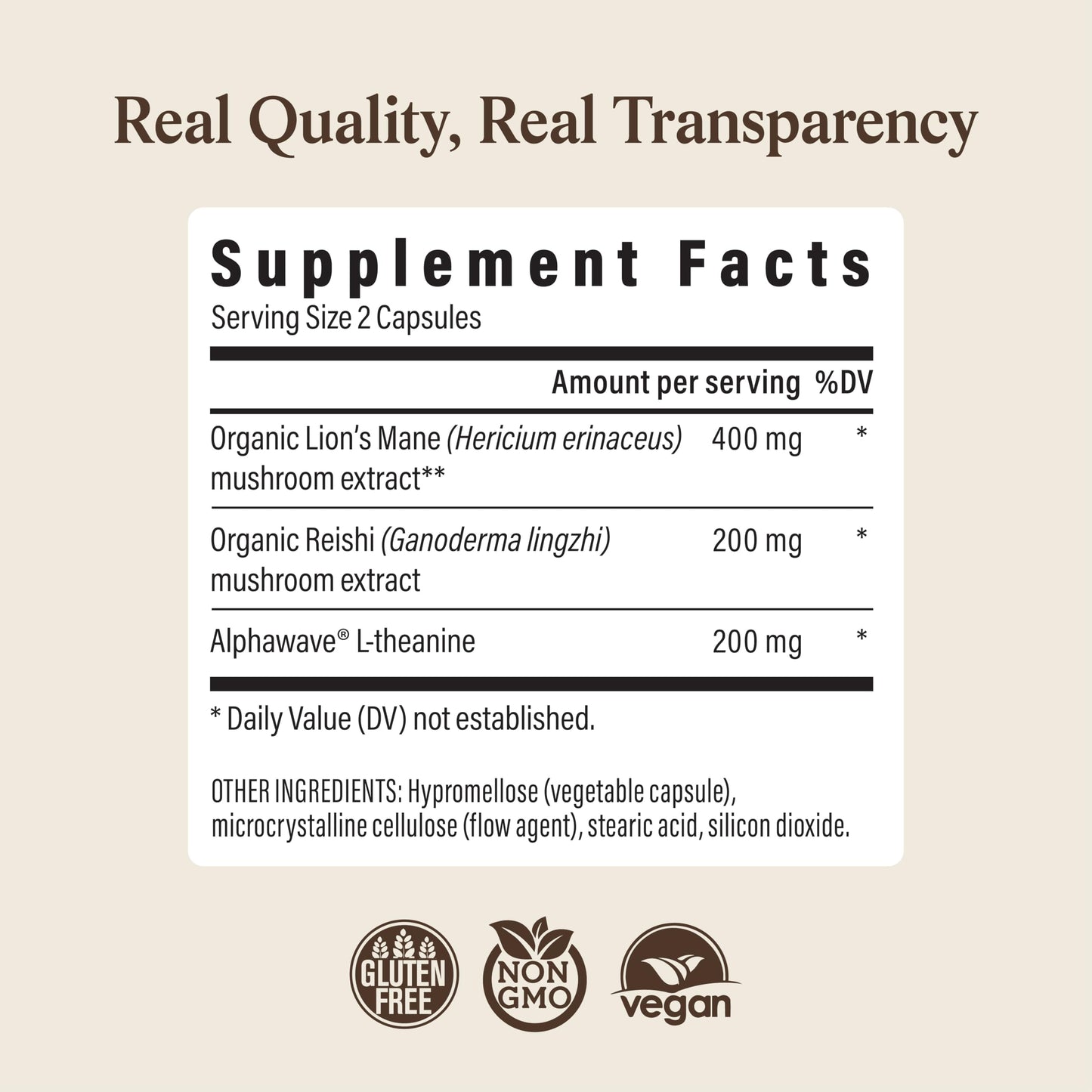 Real Mushrooms Reishi Mushroom Capsules - Handpicked Organic Mushroom Extracts - Red Reishi for Tranquil Daily Wellness with Verified Beta Glucans Vegan, Non-GMO, No Grain Fillers, 90 ct