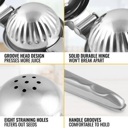 Zulay Kitchen Lemon Squeezer Stainless Steel - Premium Quality, Heavy Duty Solid