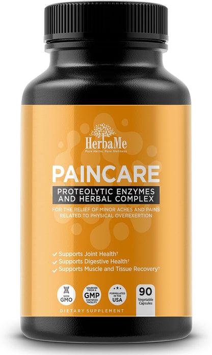 HerbaMe Proteolytic Enzymes with Serrapeptase, Bromelain & Herbal Blend for Mobility & Active Recovery Support, Systemic Enzyme Formula for Joint Flexibility & Active Wellness, 90 Capsules