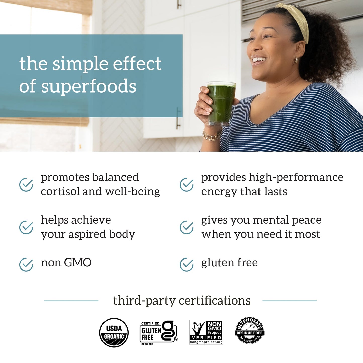 Organifi Green Juice - Powder Supplement with Organic Spirulina, Ashwagandha, and Chlorella - Helps Achieve Fitness Goals and Reduce Cortisol Levels, 30-Day Supply