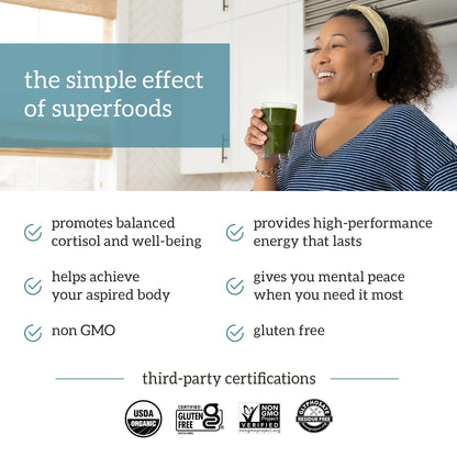Organifi Green Juice - Powder Supplement with Organic Spirulina, Ashwagandha, and Chlorella - Helps Achieve Fitness Goals and Reduce Cortisol Levels, 30-Day Supply