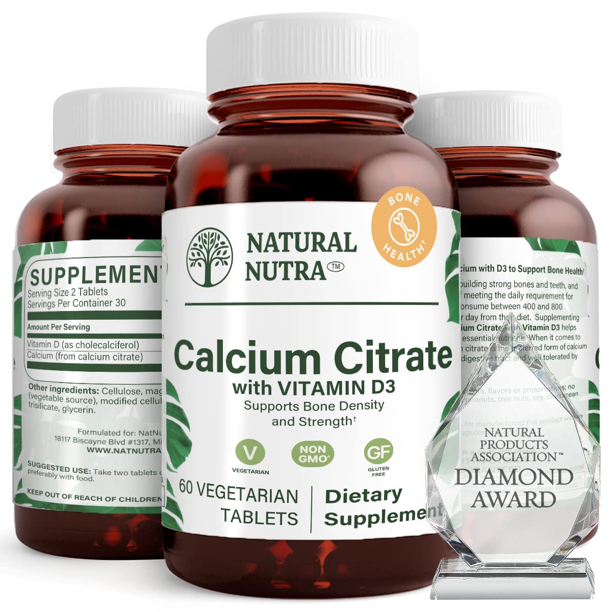 Natural Nutra Calcium Citrate with Vitamin D3 120 Tablets | Supplement for Bone Strength, Promotes Muscle Movements & Bone Health, Boosts Heart Health, Ideal for Active Seniors