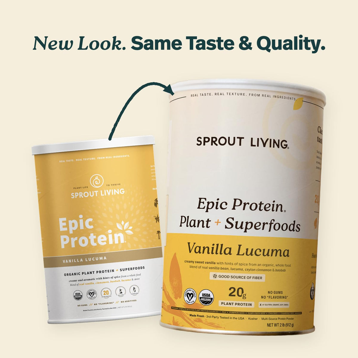 Sprout Living Epic Protein, Plant Based Protein & Superfoods Powder, Vanilla Lucuma Powder | 20 Grams Organic Protein Powder, Vegan, Non Dairy, Non-GMO, Gluten Free, Low Sugar (1 Pound, 12 Servings)