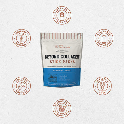Live Conscious Collagen Peptides Powder - Naturally-Sourced Hydrolyzed Collagen Powder - Hair, Skin, Nail, and Joint Support - Type I & III Grass-Fed Collagen Supplements for Women and Men - 16oz