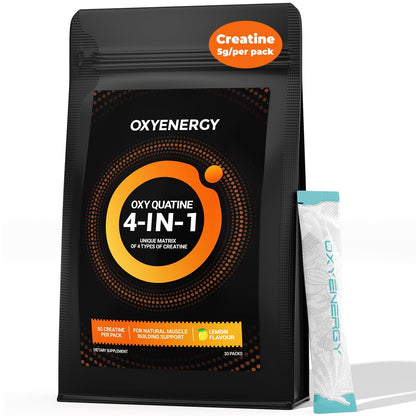 OxyEnergy Creatine Monohydrate Powder Supplements Bulk Micronized Creatine Powder, Support Muscle Growth & Recovery, Lemon Flavored 4-in-1 Creatine for Women & Men,30 Packets,5000mg Per Servings