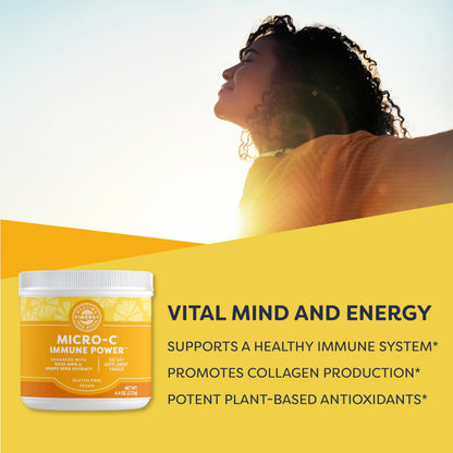 Vimergy Micro-C Immune Power TM *- 250g– 69 Servings – 2000mg/serving – Gentle Form – Antioxidant Phytonutrients – Immune & Nerve Support – Benefits Bone & Cartilage – Gluten-Free – Kosher – Vegan