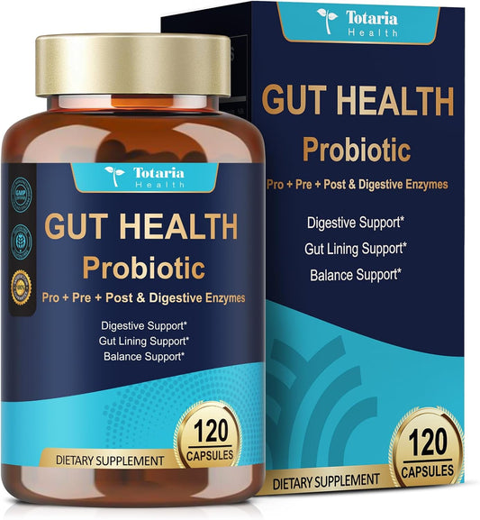 14-in-1 Gut Health with Probiotics, Prebiotics, Postbiotics & Digestive Enzymes for Women & Men, 60 Billion CFU Probiotics for Digestion, Strong Immunity, Skin, Complete Gut Health (120 Capsules)