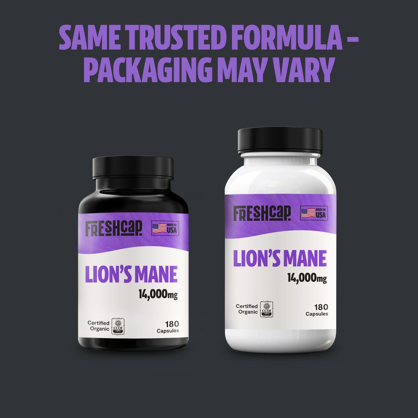 FreshCap Mushrooms Premium Organic Lions Mane Capsules - 14:1 Fruiting Body Extract with 31% Beta-Glucans - 3rd-Party Tested Nootropic for Clarity, Focus & Cognitive Support (120 Capsules)