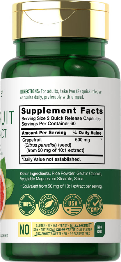 Carlyle Grapefruit Seed Extract | 500 mg 120 Capsules | Maximum Strength | Non-GMO