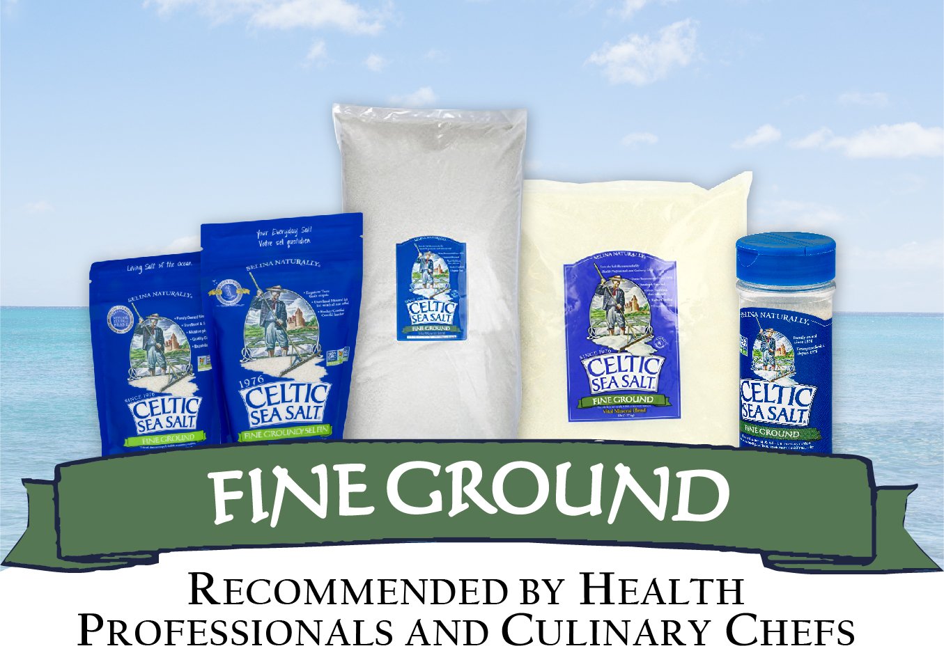 Celtic Sea Salt Fine Ground – Unrefined Mineral Salt, Sustainably Harvested, GMP Certified, Lab Tested – Baking, Cooking, Hydration, Everyday Use – 1 lb Resealable Bag