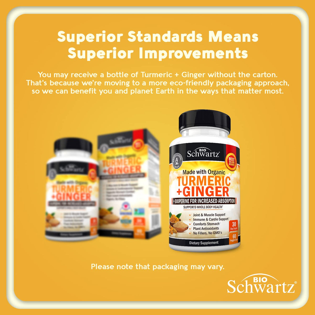 Organic Turmeric Curcumin and Ginger - 95% Standardized Curcuminoids with BioPerine