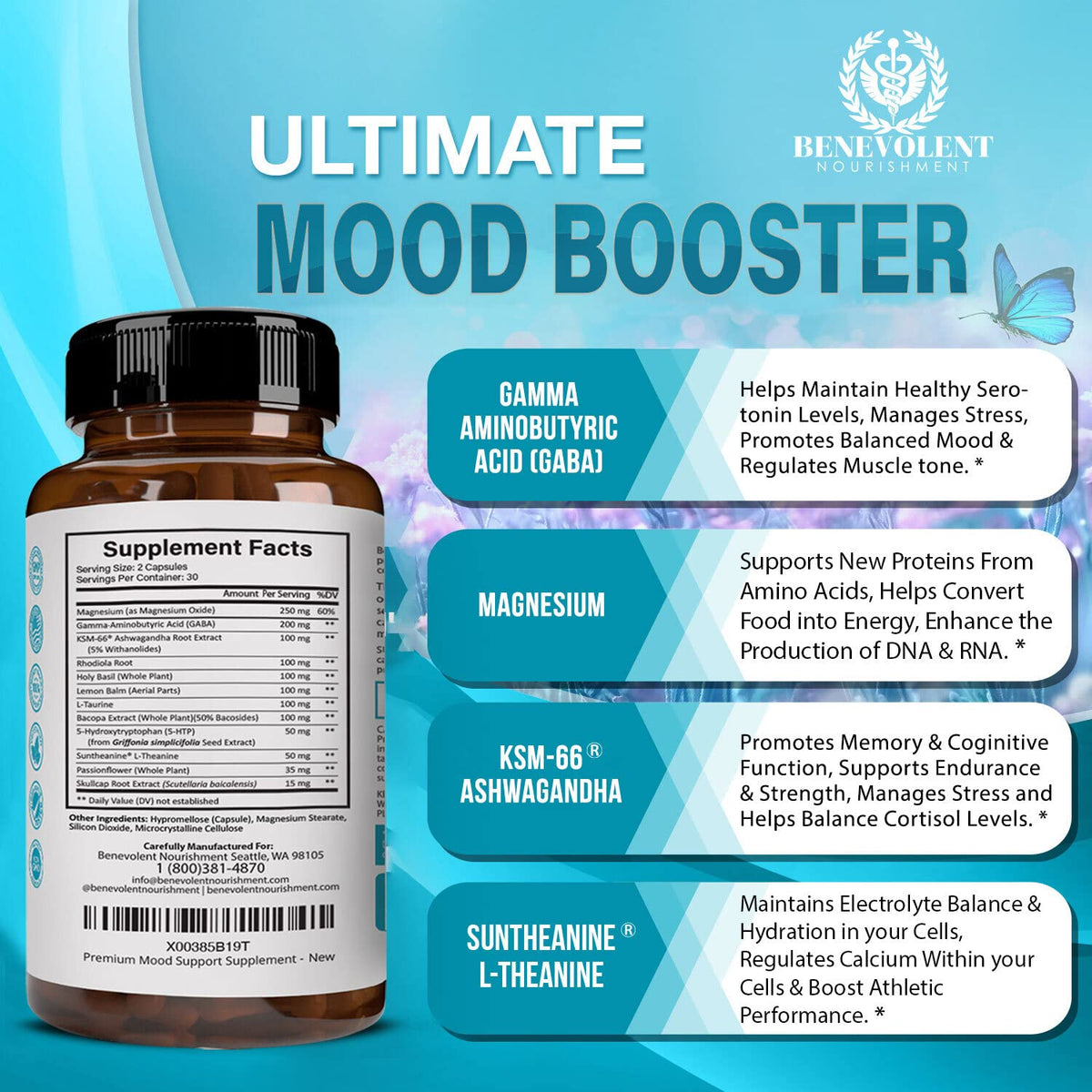 Calm Mood Booster Supplement - Natural Happy Pills for Stress, Sleep & Mood Support