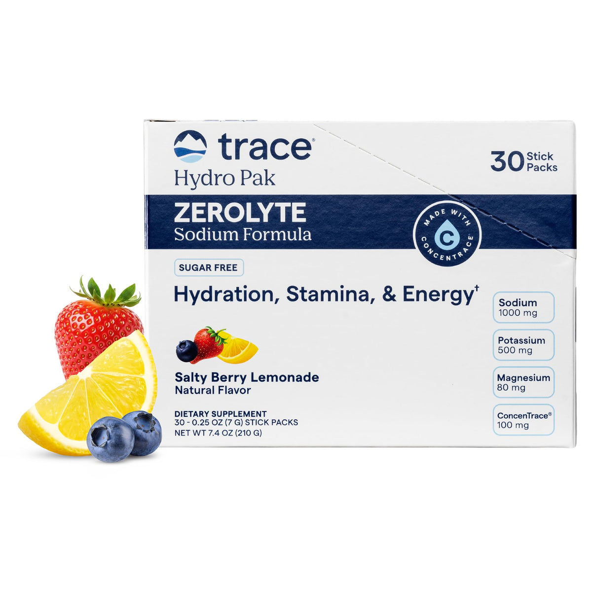 Trace Minerals ZeroLyte Electrolyte Drink Mix, Salty Watermelon, 30 Packets