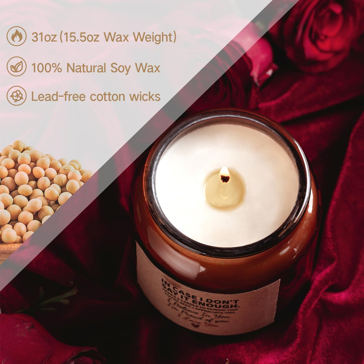 Candle Amber Moss Scented, Valentines Day Gifts for Her Girlfriend Wife, Romantic Anniversary