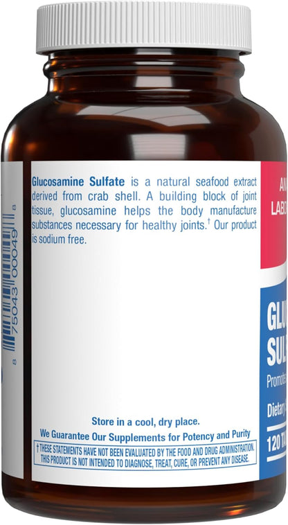 Glucosamine Sulfate Joint Health Supplement - Soft Tissue Cartilage Tendon and Ligament Supplement for Enhanced Mobility Comfort and Flexibility - Non-GMO Sodium Free & Made in the USA - 120 Servings
