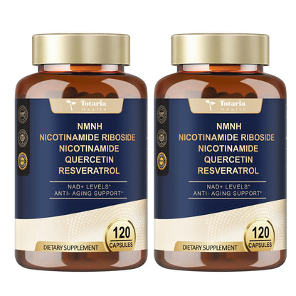 Totaria NMNH 500mg (Dihydronicotinamide Mononucleotide), Premium NMN Alternative Supplement w/Niacinamide (Vitamin B3), Quercetin, Trans-Resveratrol, for NAD+, Skin Cell, Anti-Aging & Energy, 120 Ct