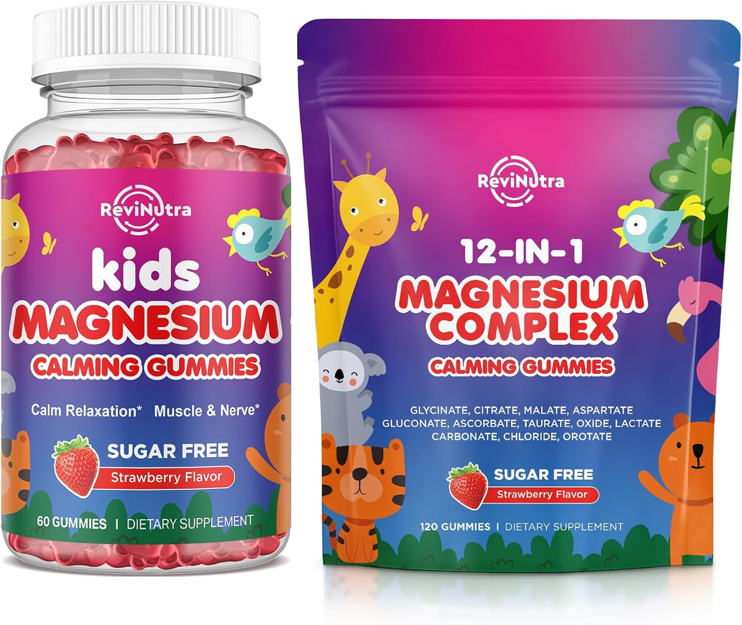 Magnesium Complex Gummies for Kids Adults Magnesium Supplements Sugar Free Strawberry Flavor