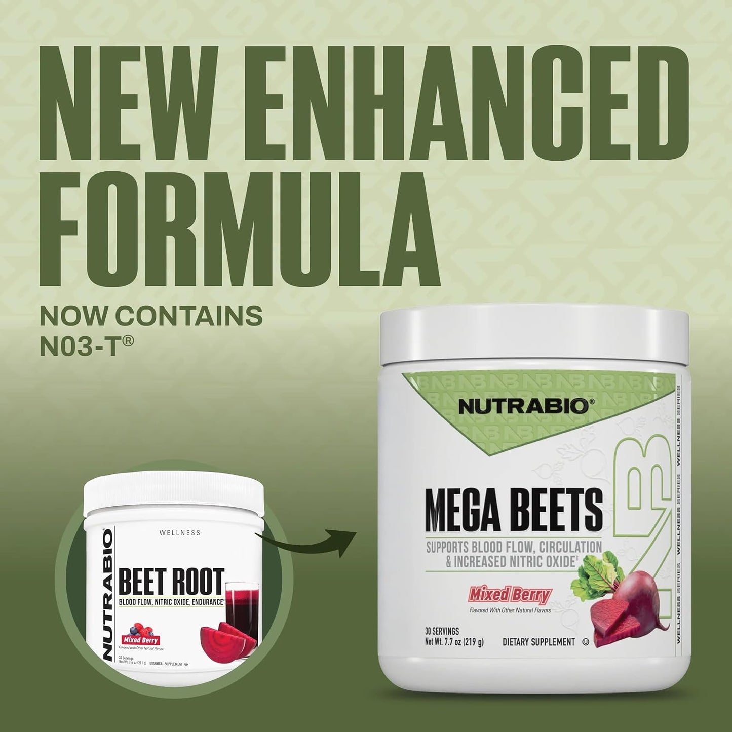 NutraBio Mega Beets Organic Beet Root Powder Nitric Oxide Superfood, NO3-T Nitrates and Antioxidants - Supports Performance, Circulation, Blood Flow, Overall Health - 30 Servings